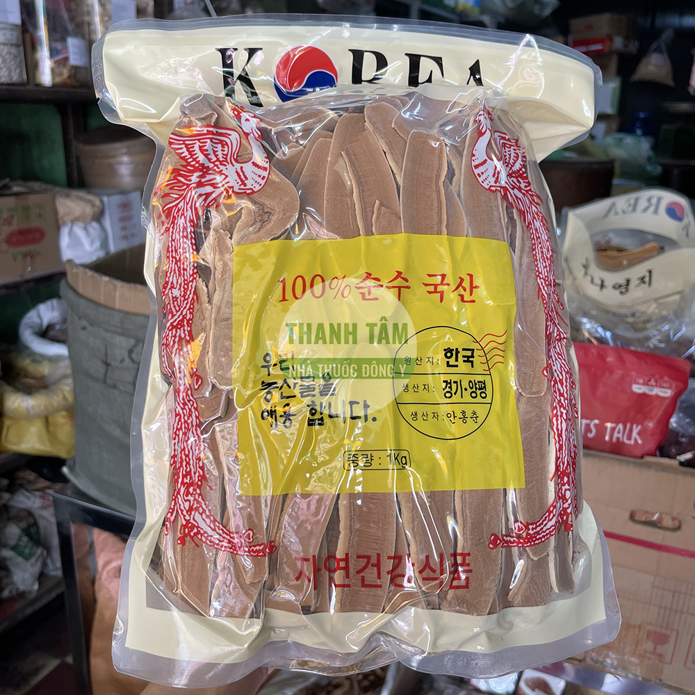 Nấm linh chi Hàn Quốc 1kg cắt lát mặt trước túi | Cửa Hàng Dược Liệu Thanh Tâm