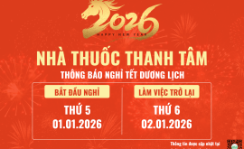Thông báo nghỉ Tết Dương lịch - Tết Tây 2026 | Nhà thuốc Thanh Tâm